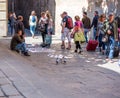 BARÃÂ¡ELONA, SPAIN - MAY 31, 2019: Man sells souvenirs in the city center